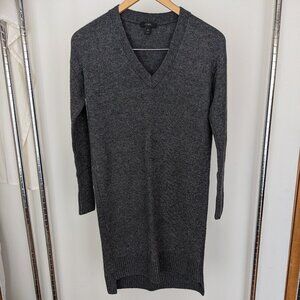 J Crew Long-Sleeve Sweater Dress V-neck (HTHR CHARCOAL) Size XXS